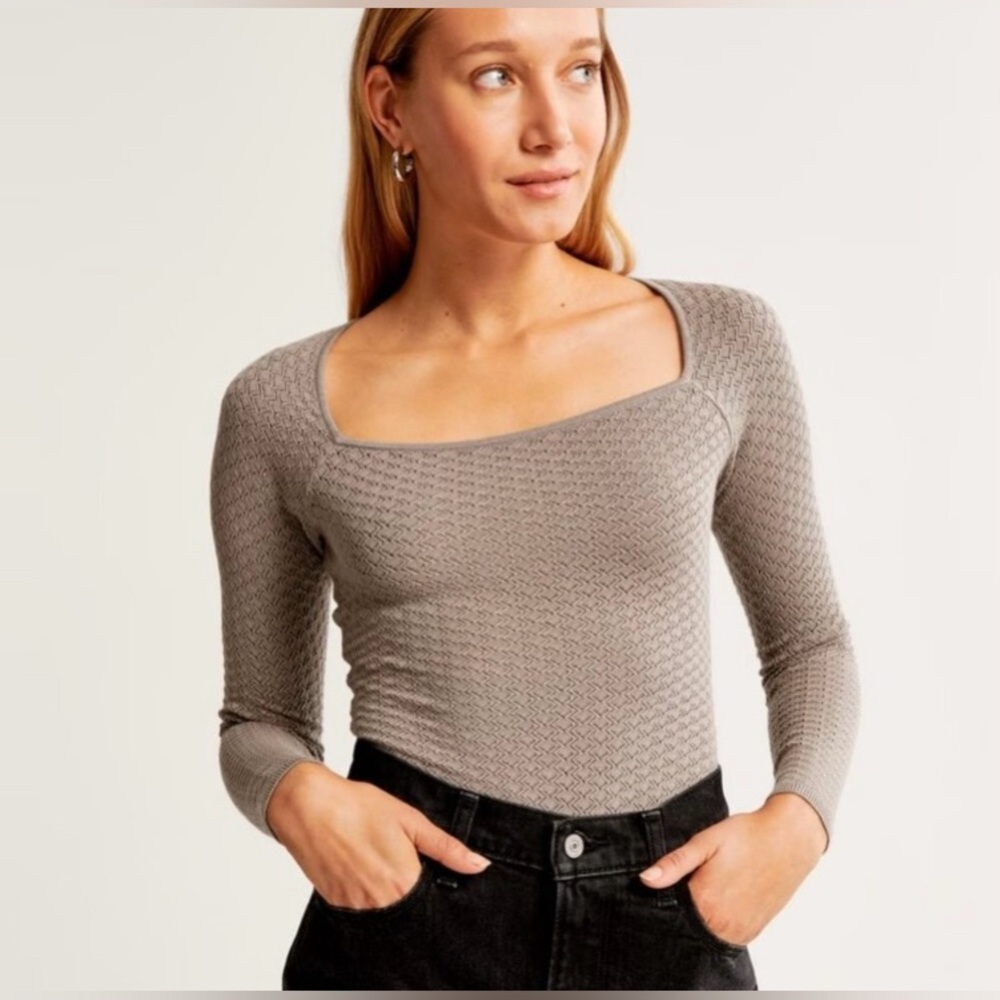 NWT Abercrombie Pointelle Squareneck Bodysuit